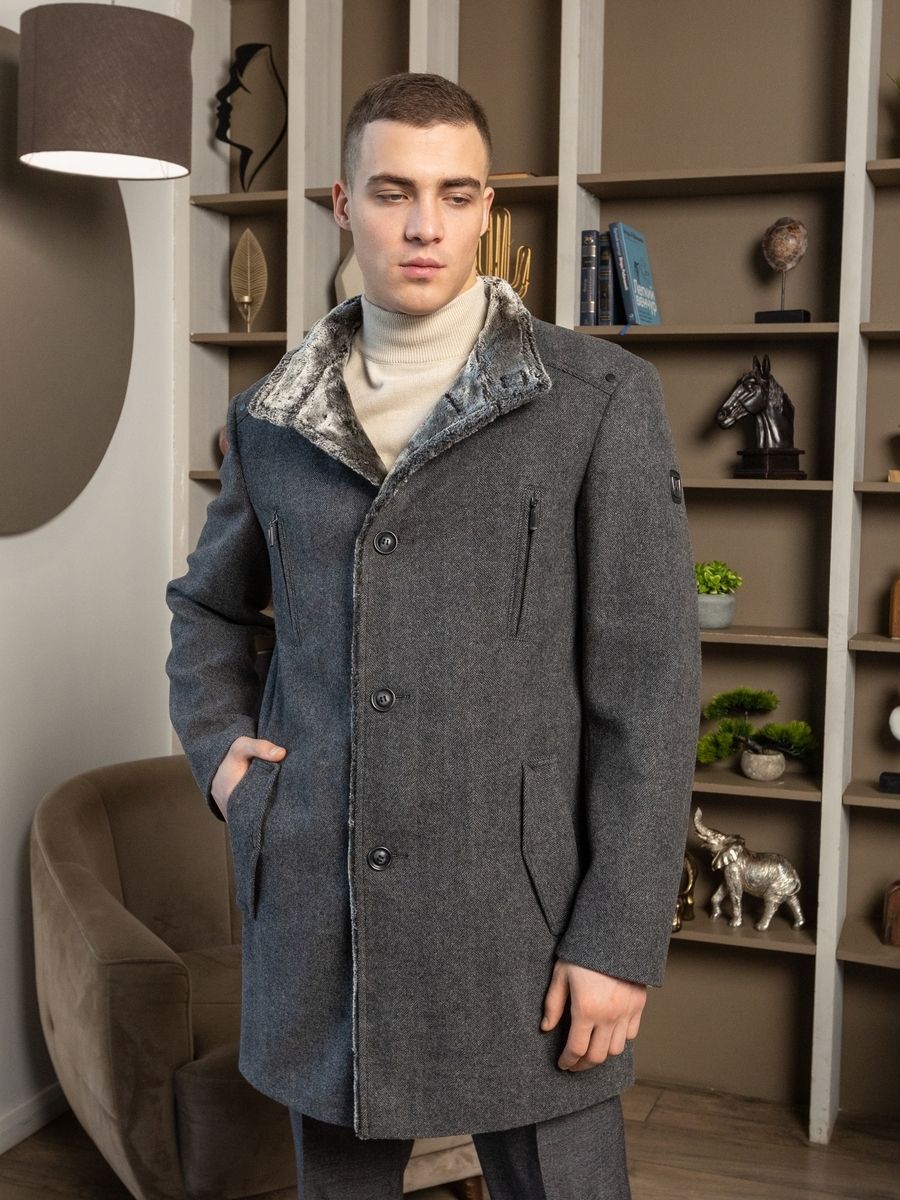 Купить 10574ПЗМ WT14 Mid Grey Пальто мужское в Москве и МО