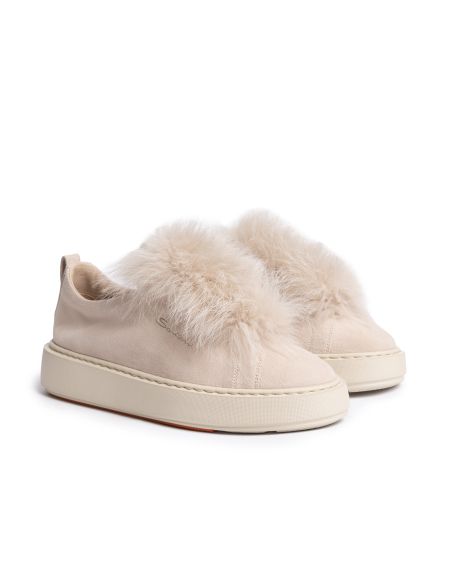 Бежевые женские кеды Santoni