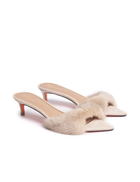 Бежевые женские мюли Santoni
