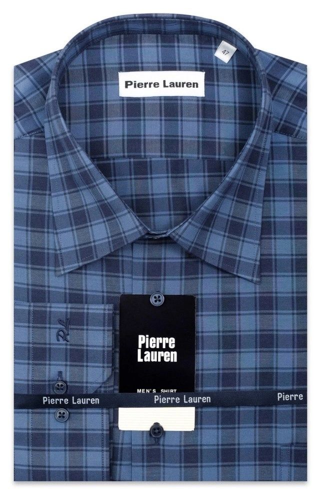 Рубашка в клетку синяя / Pierre Lauren / 237102-229