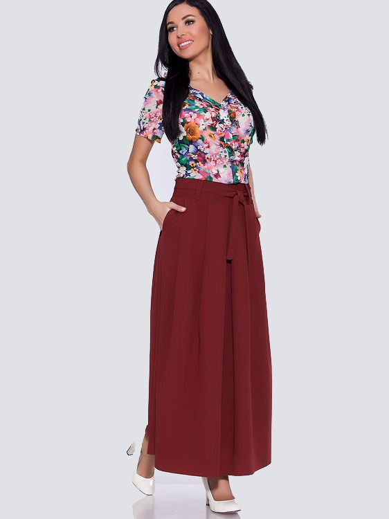 Юбка макси длинная кирпичного цвета вискозная | «Дикона»