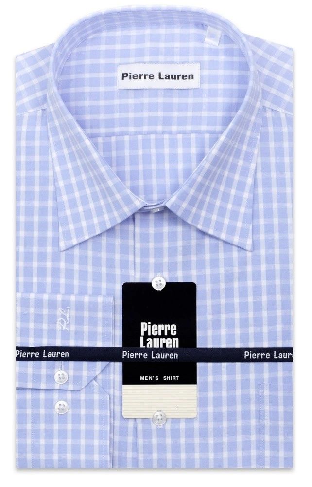 Рубашка в клетку голубая / Pierre Lauren / 237102-232