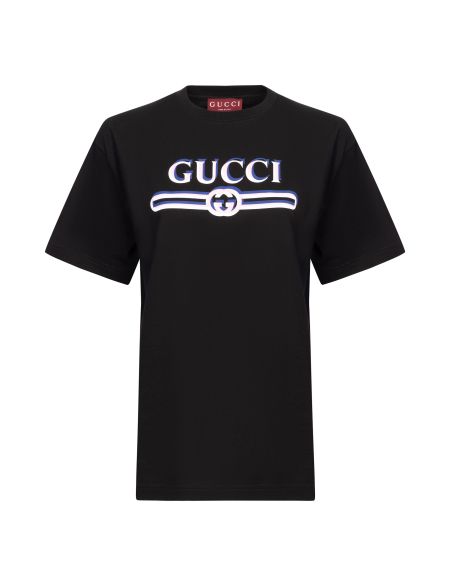 Черная женская футболка Gucci