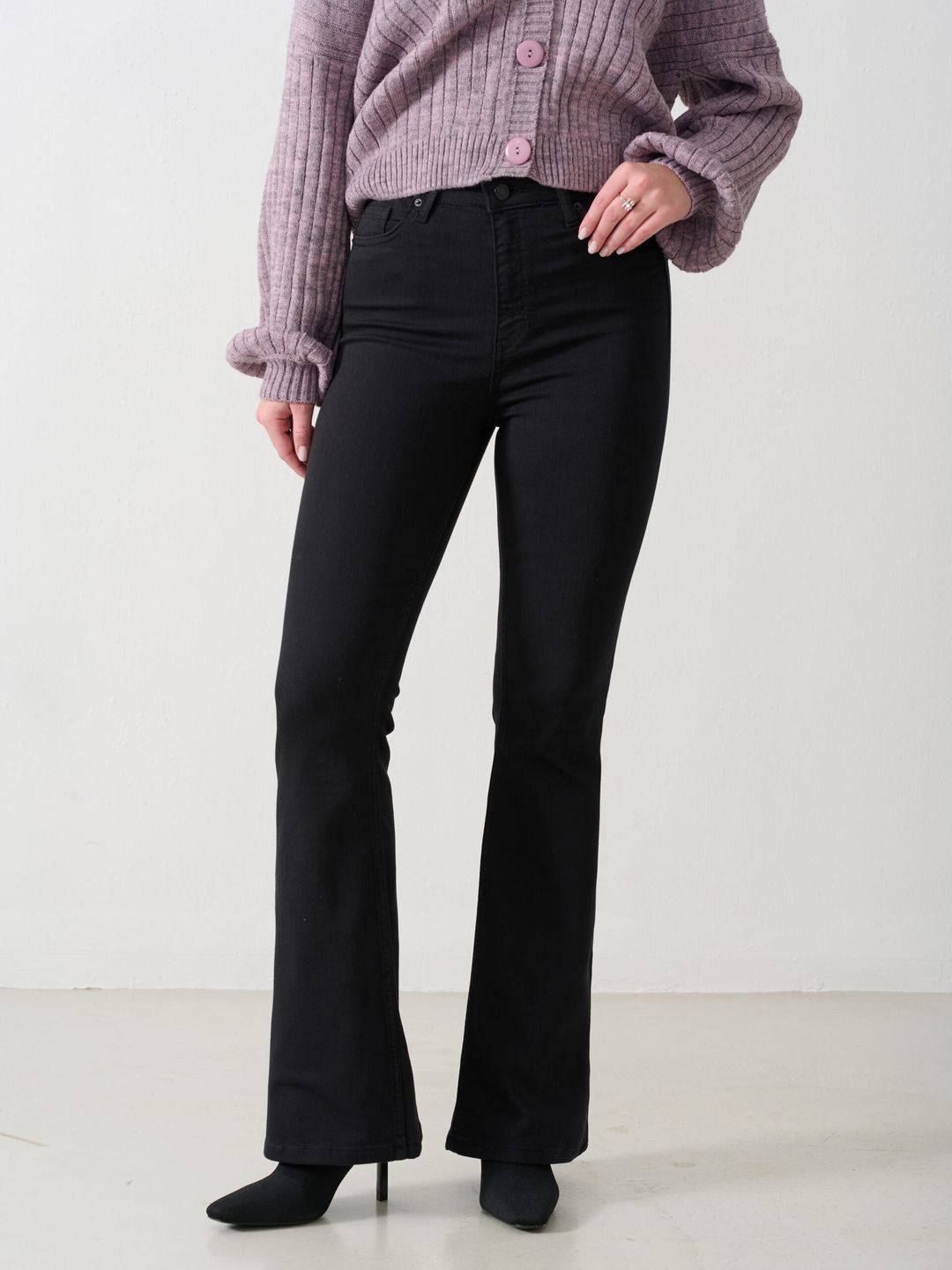LACARINO  FLARE-7600-1 Siyah Черный Джинсы женские