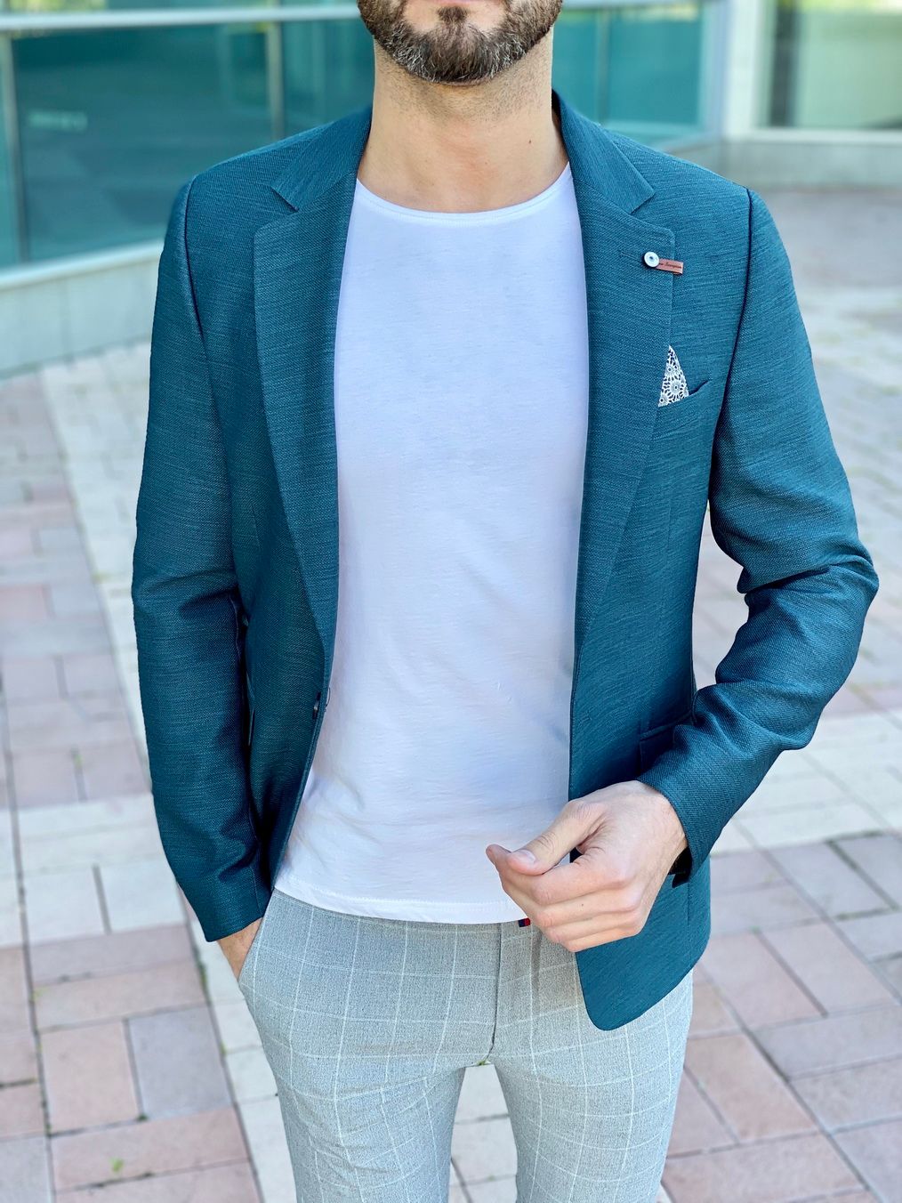 Мужской пиджак зеленого цвета slim fit. Арт.: 2-2211-1