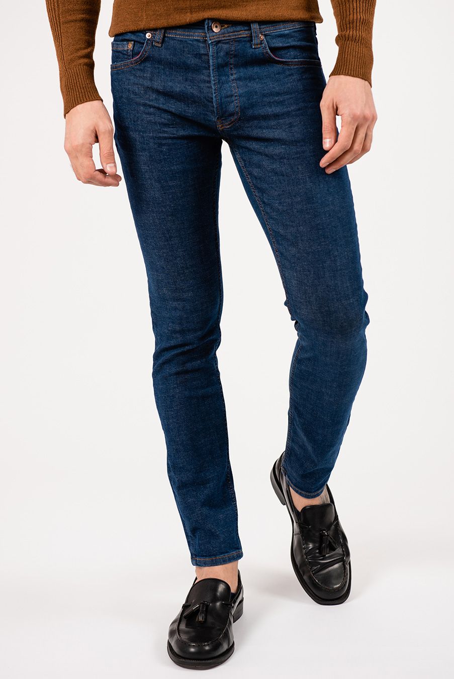 Мужские джинсы slim-fit синего цвета. Арт.:7-1944