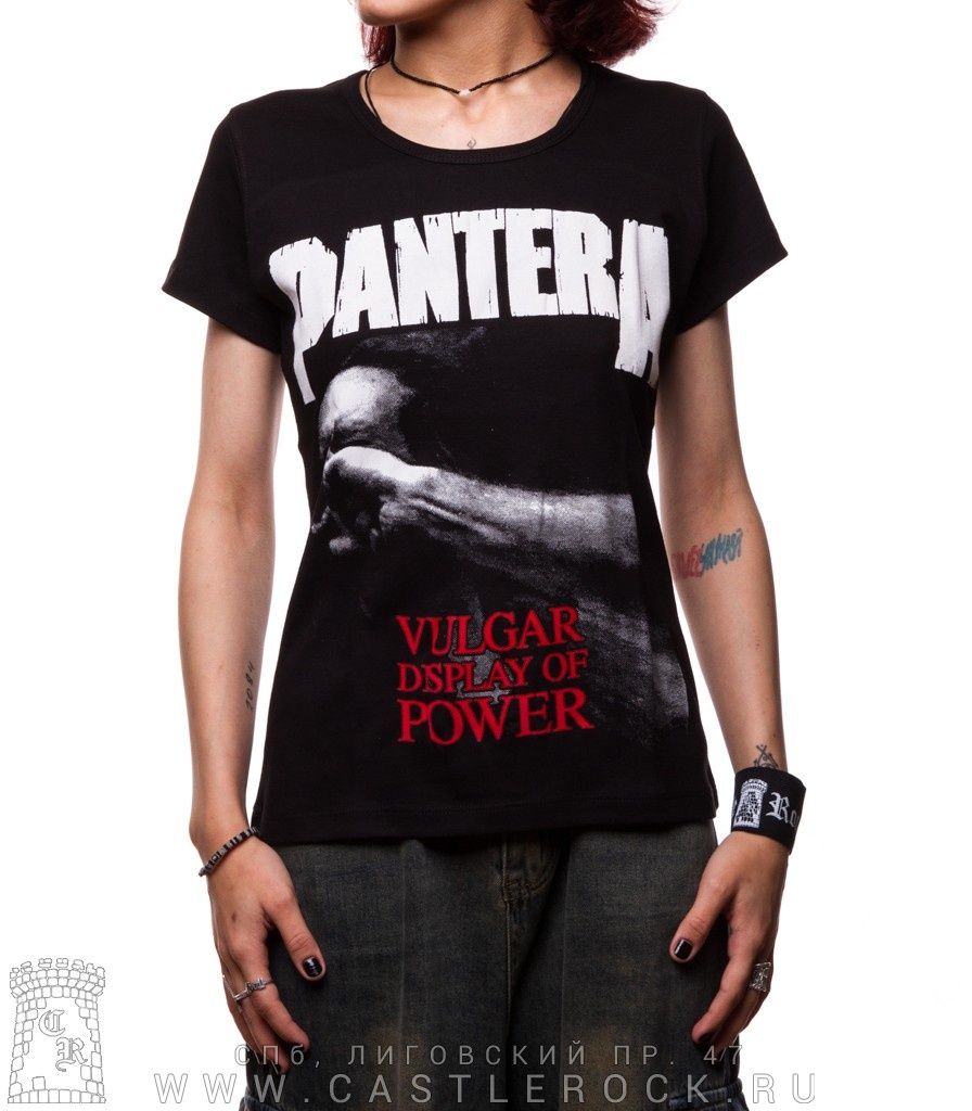 Женская футболка Pantera "Vulgar Display Of Power. Stronger Than All"