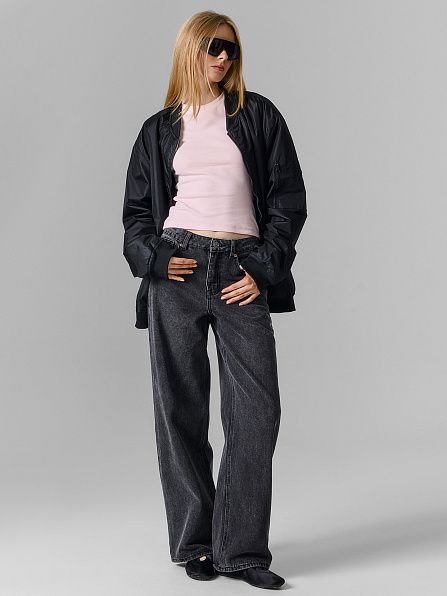 Джинсы baggy fit женские серые