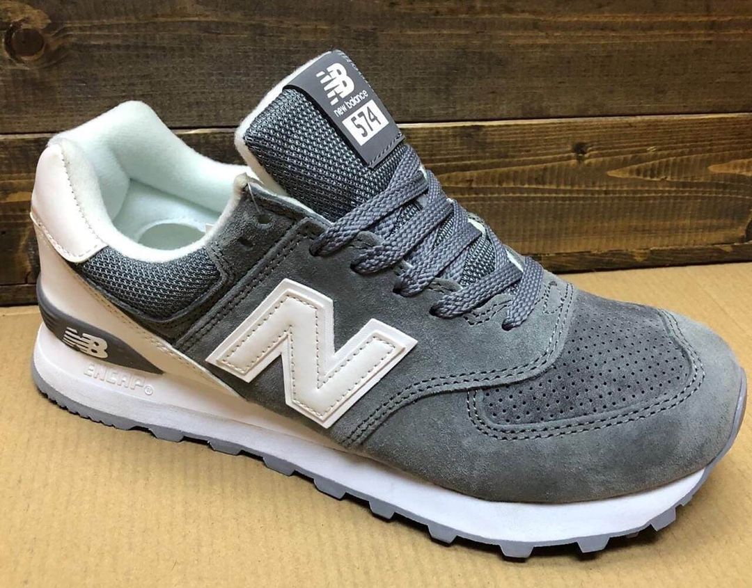 New Balance серые с белым и перфорацией