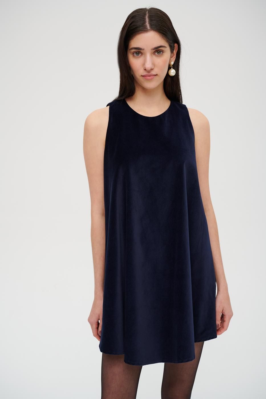 MERCÍ Платье из бархата оттенка royal blue