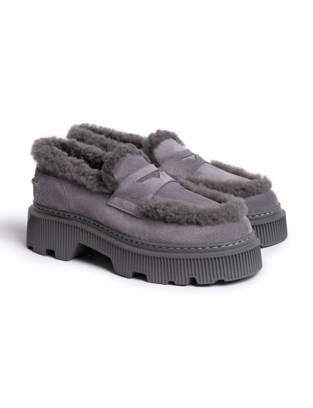Серые женские лоферы Santoni